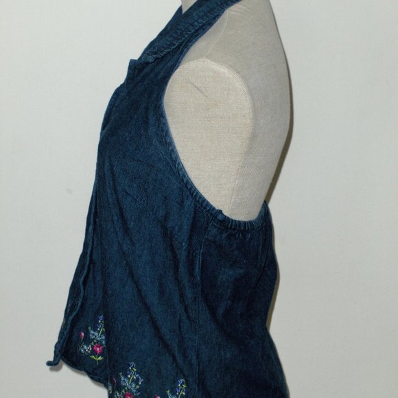 Women's Blue Jean Halter Top Small BOTTOM DOLLAR DROP!!! - Picture 2 of 8